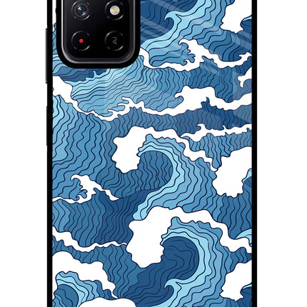 Blue Waves Poco M4 Pro 5G Glass Case Back Cover by Casekaro