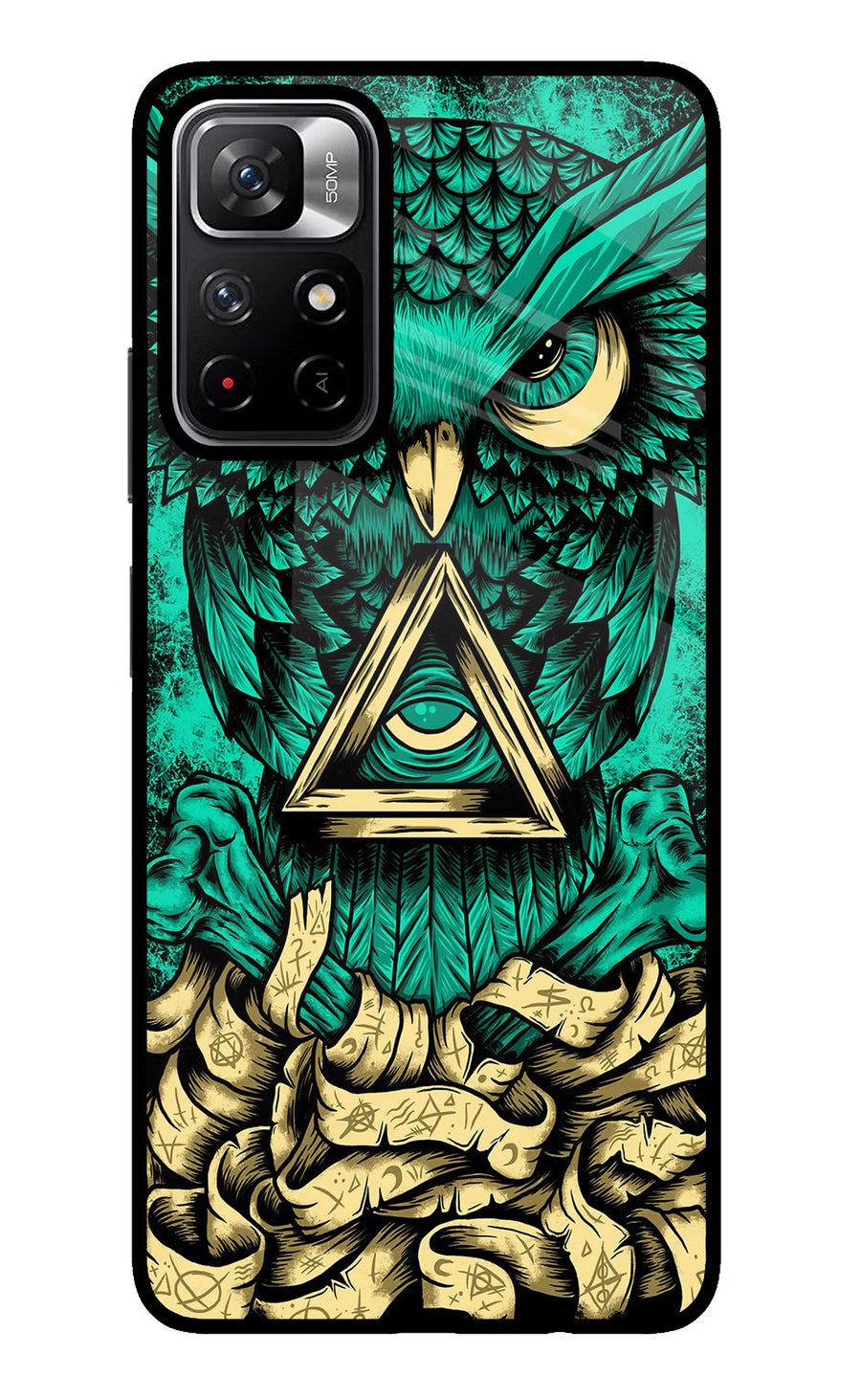 Green Owl Poco M4 Pro 5G Back Cover, Glass case