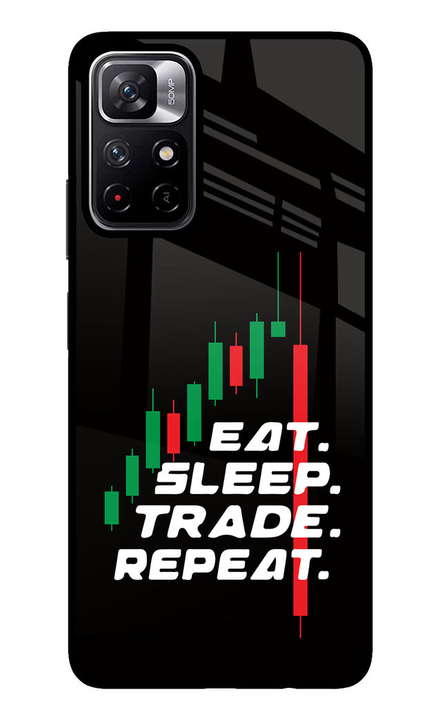 Eat Sleep Trade Repeat Poco M4 Pro 5G Glass Case