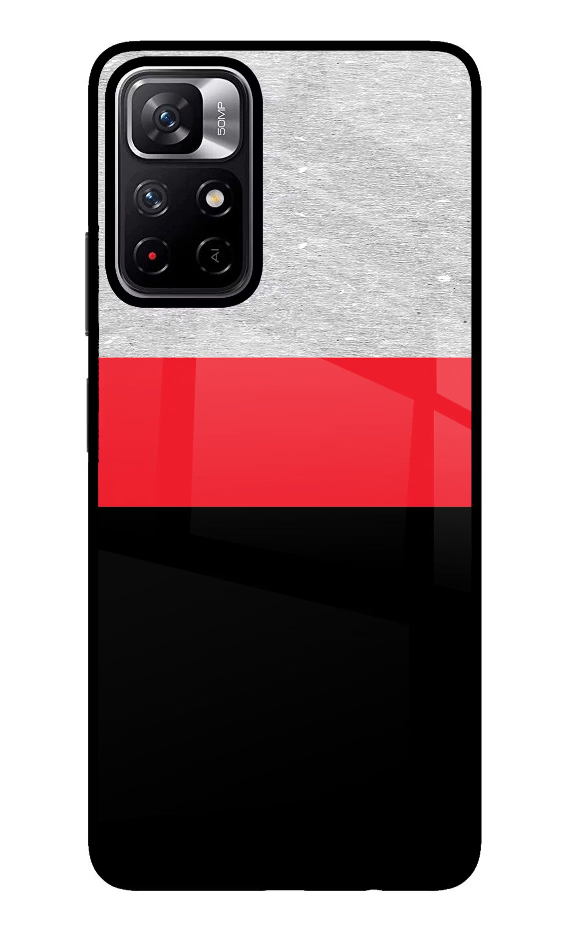 Tri Color Pattern Poco M4 Pro 5G Glass Case Back Cover by Casekaro