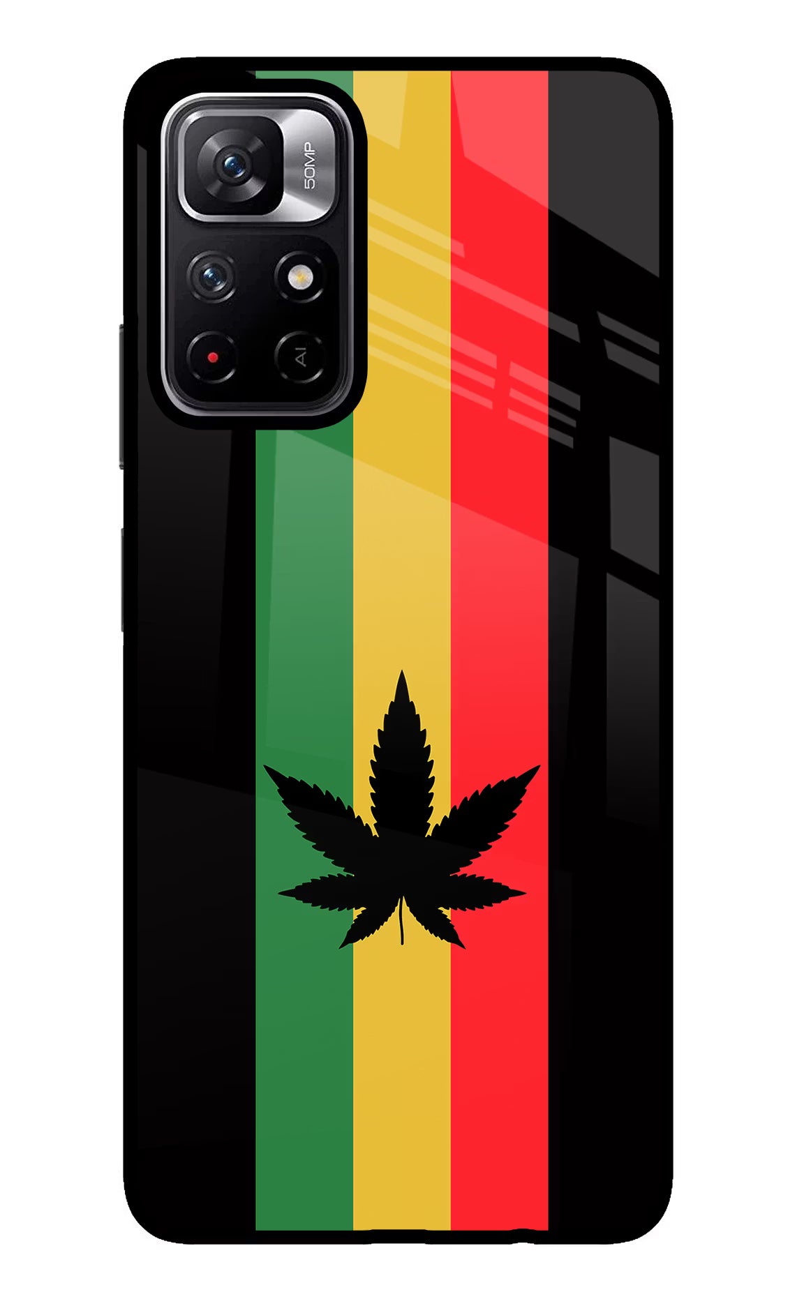 Weed Flag Poco M4 Pro 5G Glass Case Back Cover by Casekaro