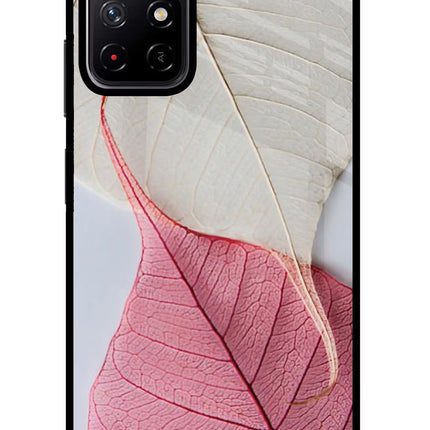 White Pink Leaf Poco M4 Pro 5G Glass Case