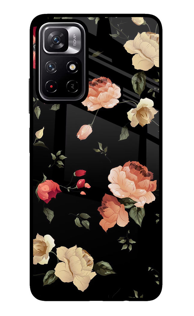 Flowers Poco M4 Pro 5G Glass Case