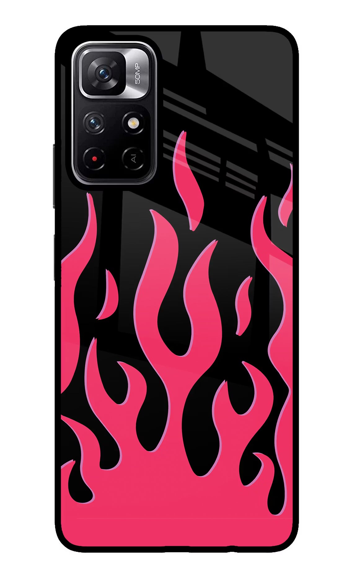 Fire Flames Poco M4 Pro 5G Glass Case Back Cover by Casekaro