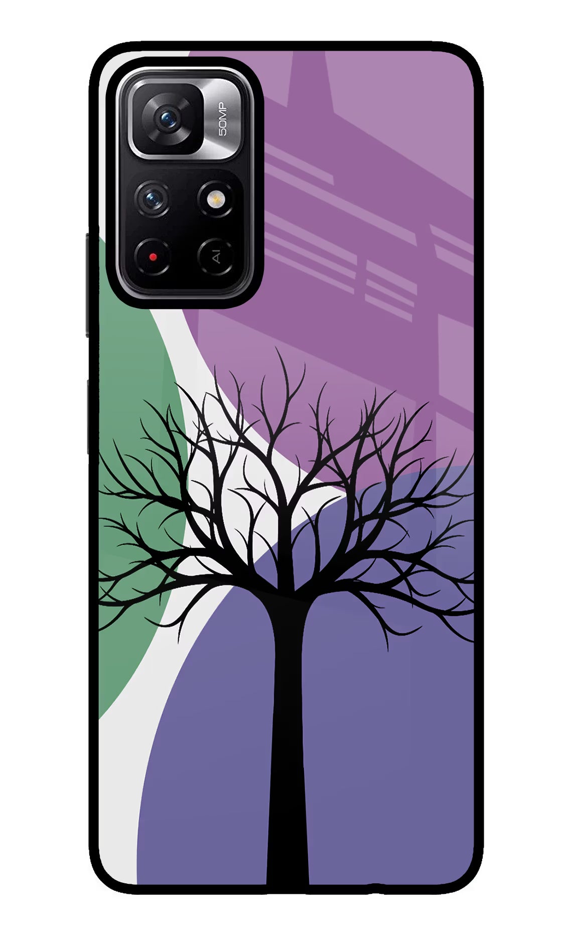 Tree Art Poco M4 Pro 5G Glass Case Back Cover by Casekaro