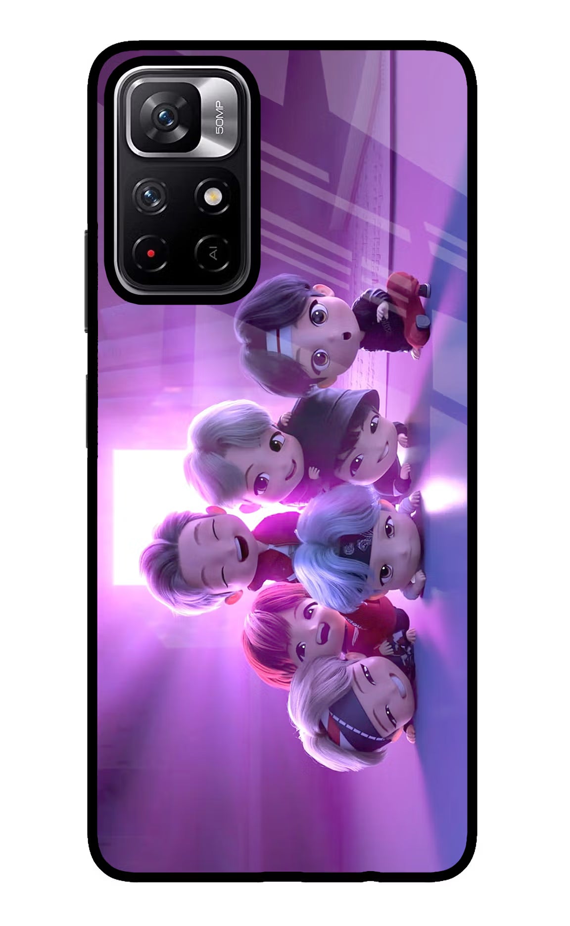 BTS Chibi Poco M4 Pro 5G Glass Case