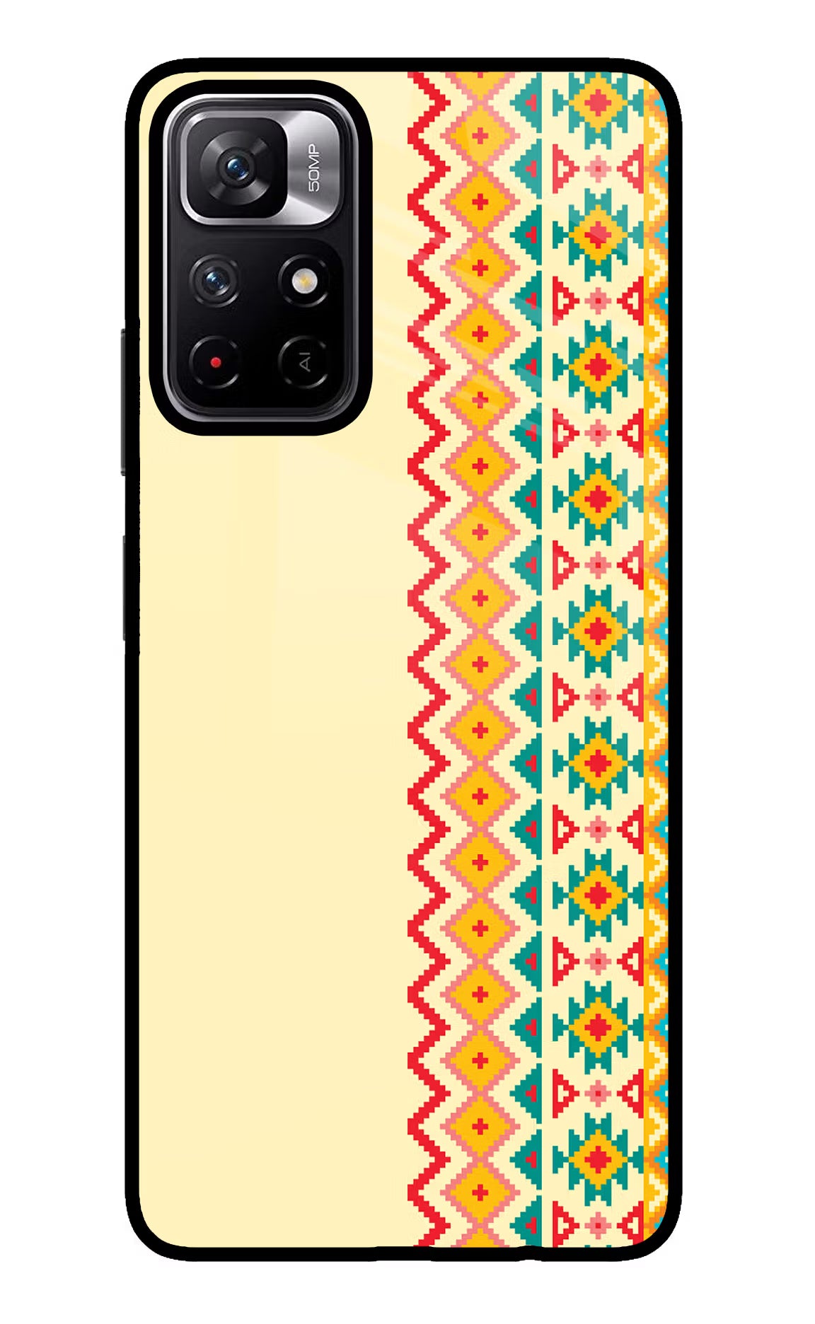 Ethnic Seamless Poco M4 Pro 5G Glass Case Back Cover by Casekaro