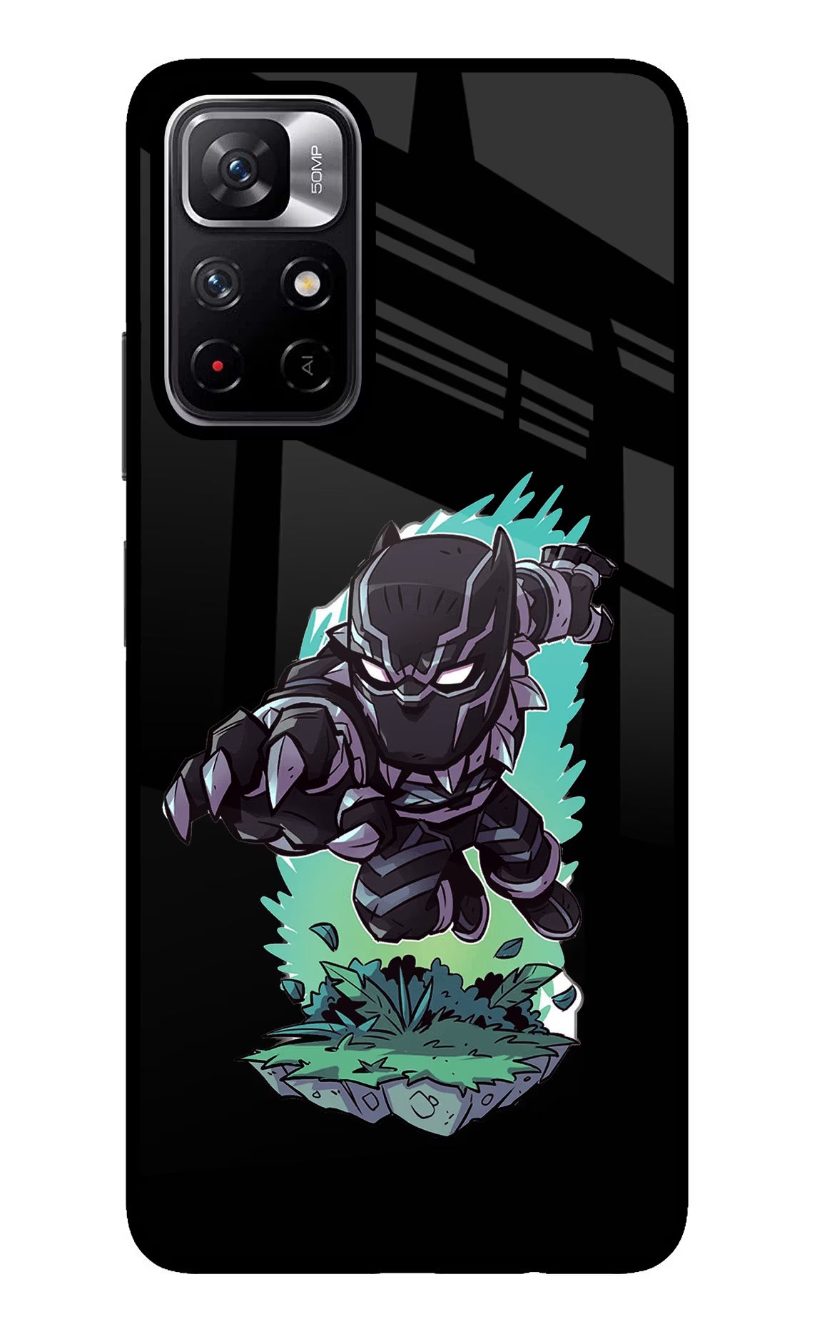Black Panther Poco M4 Pro 5G Glass Case Back Cover by Casekaro