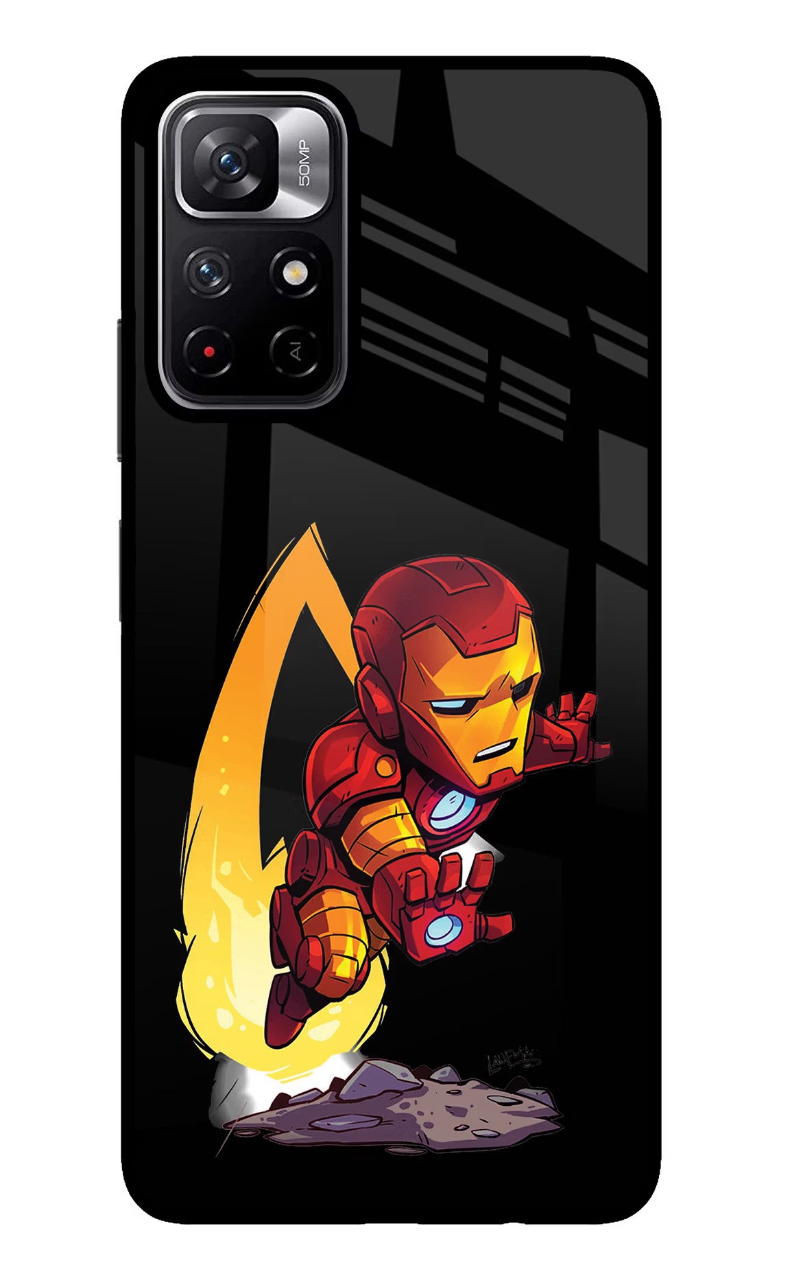 IronMan Poco M4 Pro 5G Glass Case Back Cover by Casekaro