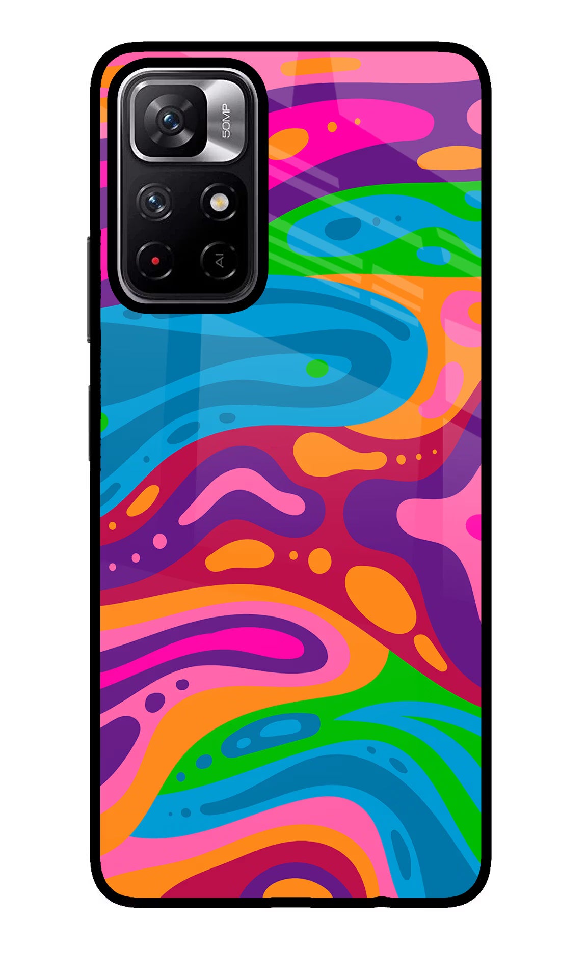 Trippy Pattern Poco M4 Pro 5G Glass Case