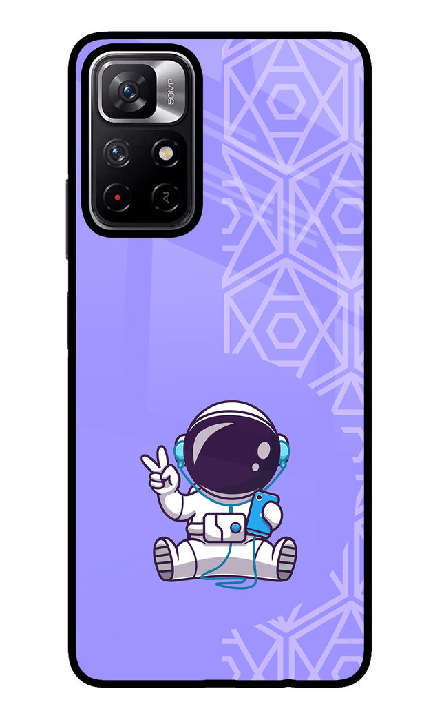 Cute Astronaut Chilling Poco M4 Pro 5G Glass Case