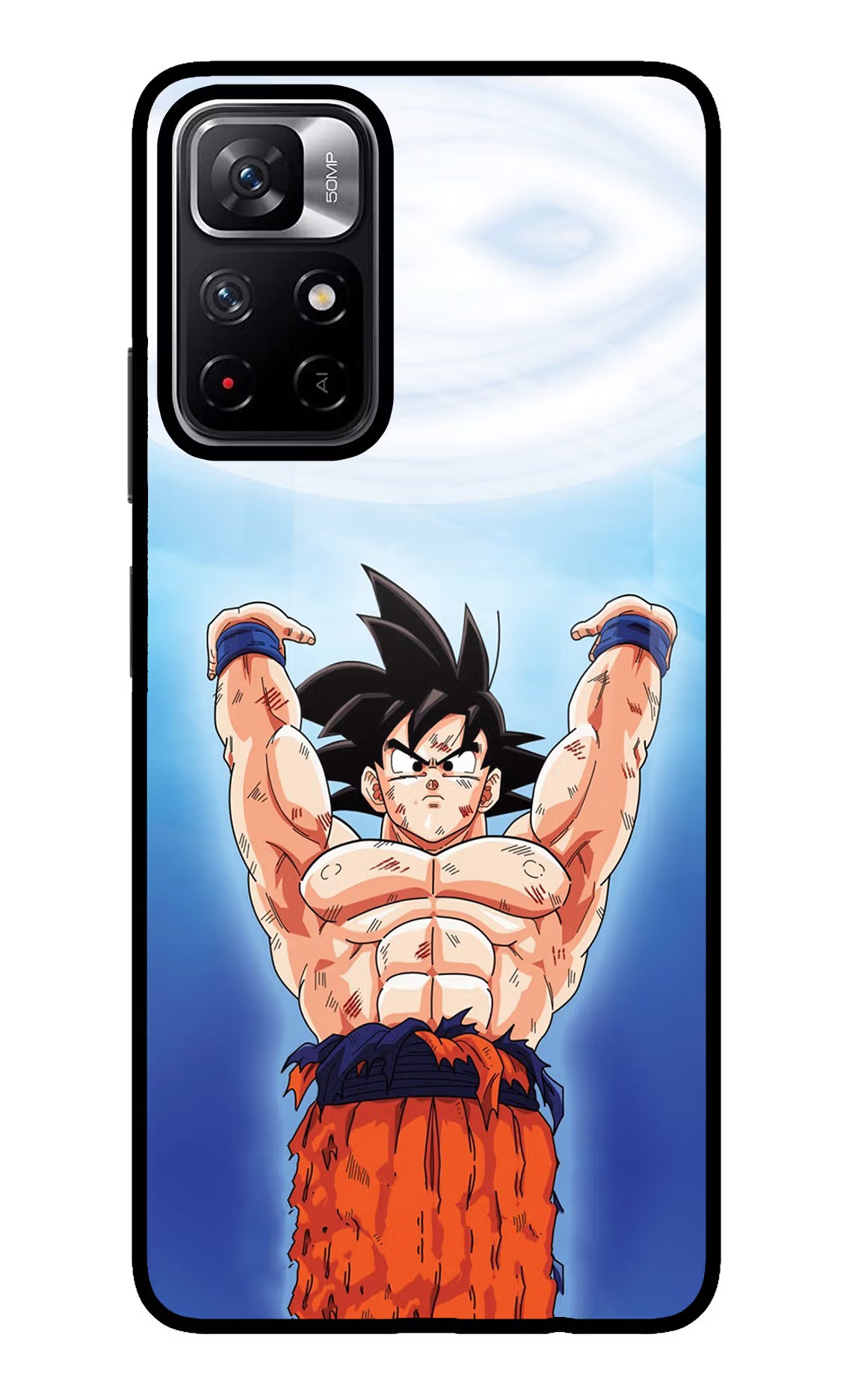 Goku Power Poco M4 Pro 5G Glass Case Back Cover by Casekaro
