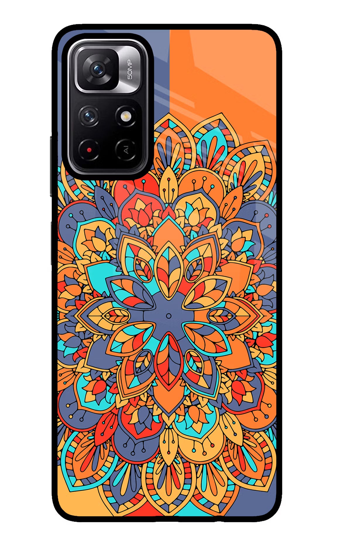Color Mandala Poco M4 Pro 5G Glass Case Back Cover by Casekaro