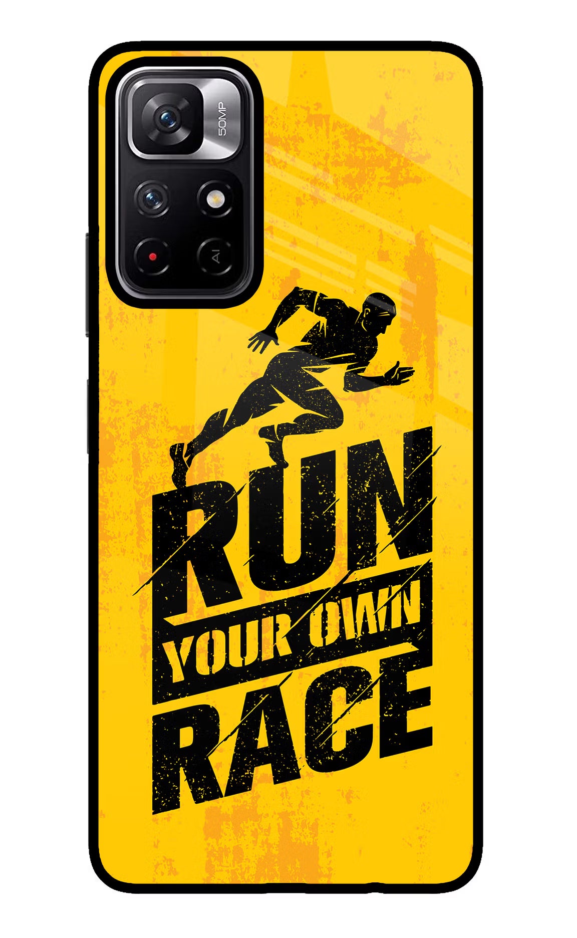 Run Your Own Race Poco M4 Pro 5G Glass Case Back Cover by Casekaro