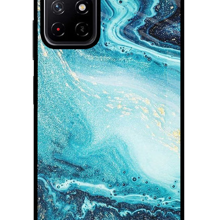 Blue Glitter Marble Poco M4 Pro 5G Glass Case