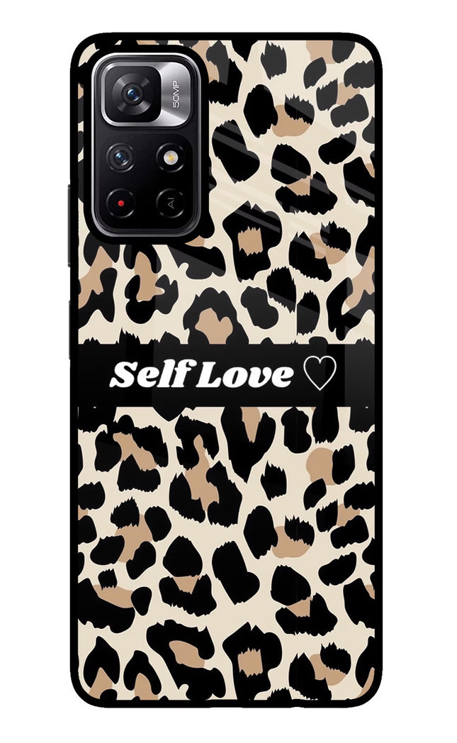 Leopard Print Self Love Poco M4 Pro 5G Glass Case