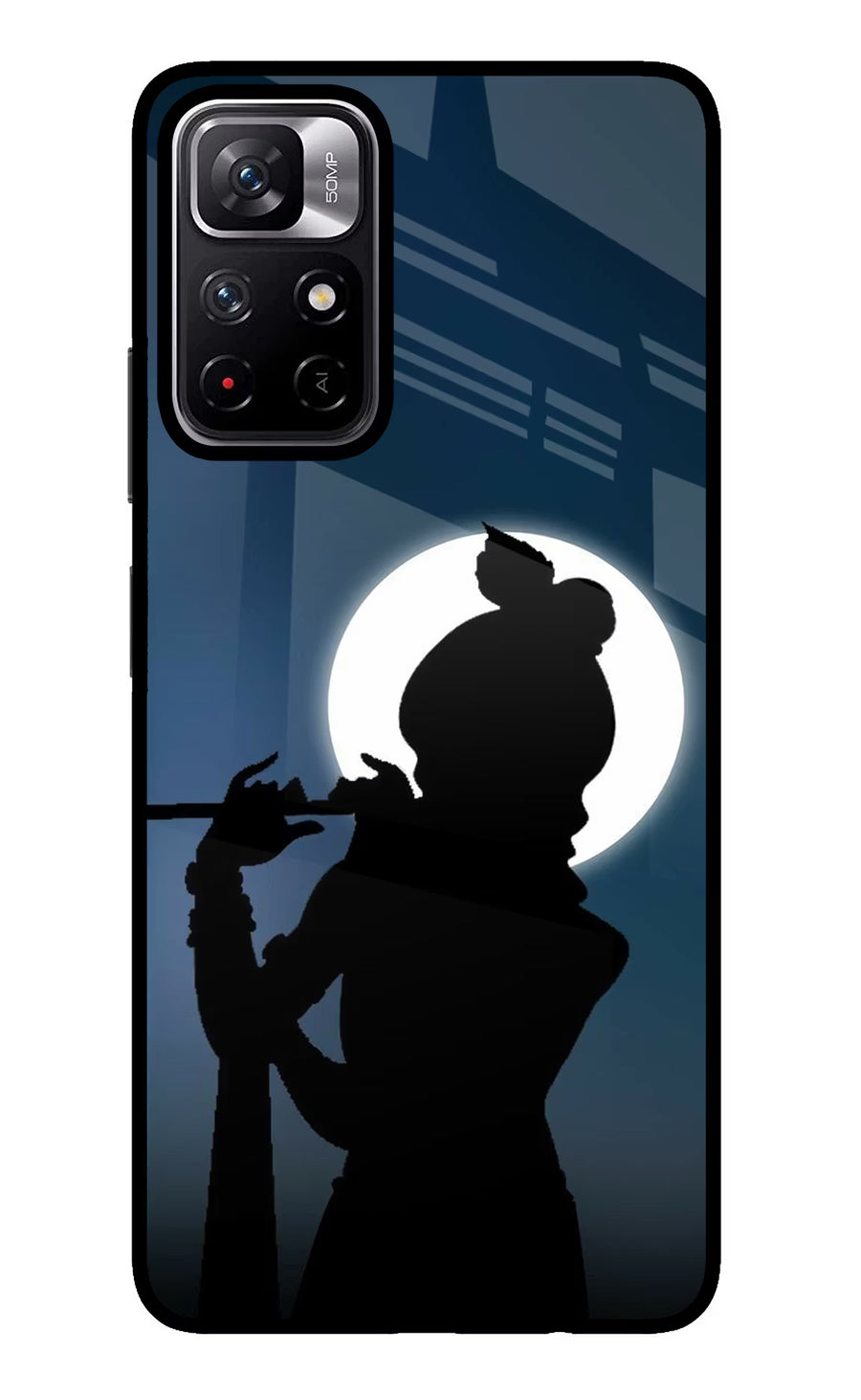 Shri Krishna Silhouette Poco M4 Pro 5G Back Cover, Glass case