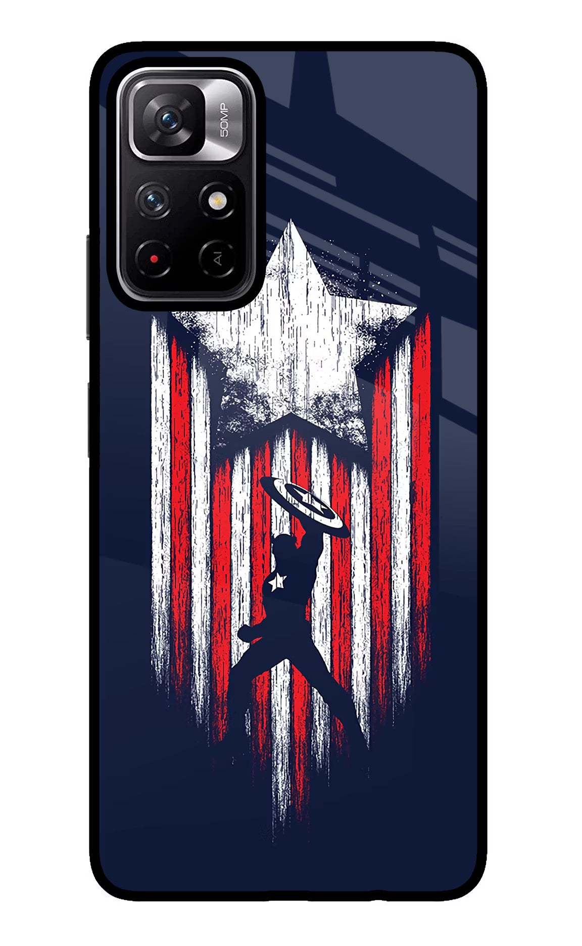 Captain America Marvel Art Poco M4 Pro 5G Glass Case