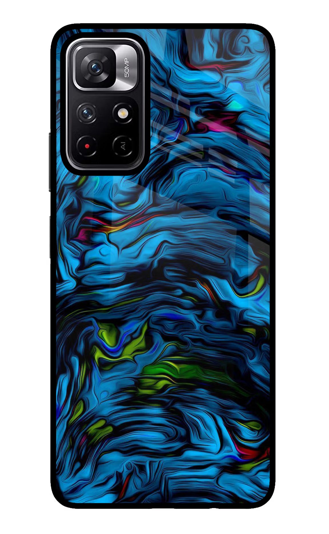 Dark Blue Abstract Poco M4 Pro 5G Glass Case