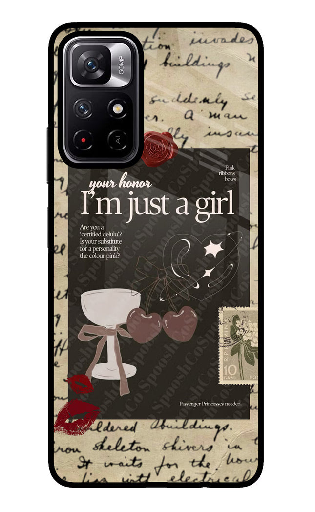 I am just a girl Poco M4 Pro 5G Glass Case