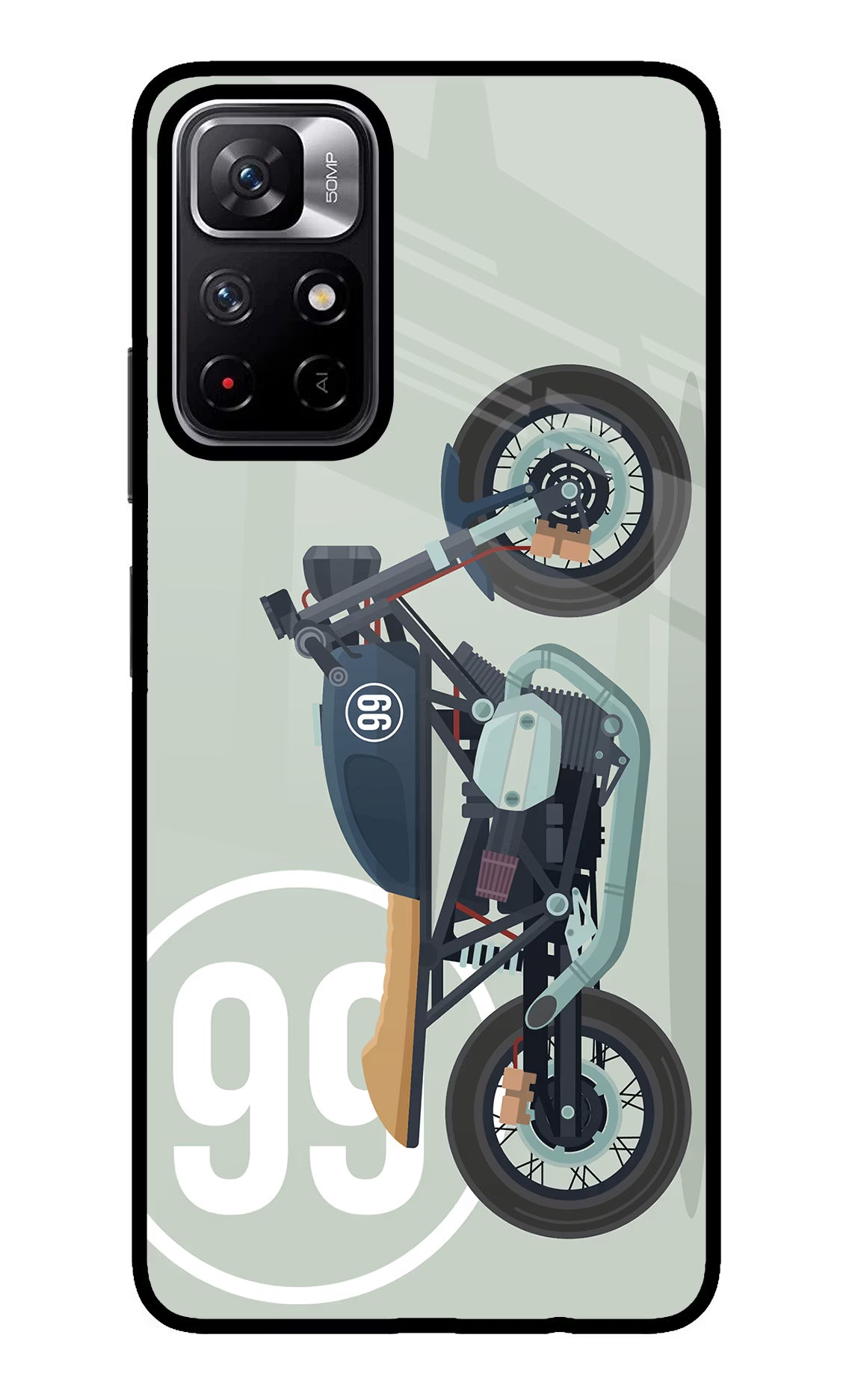 Classic Cafe Racer 99 Poco M4 Pro 5G Glass Case Back Cover by Casekaro