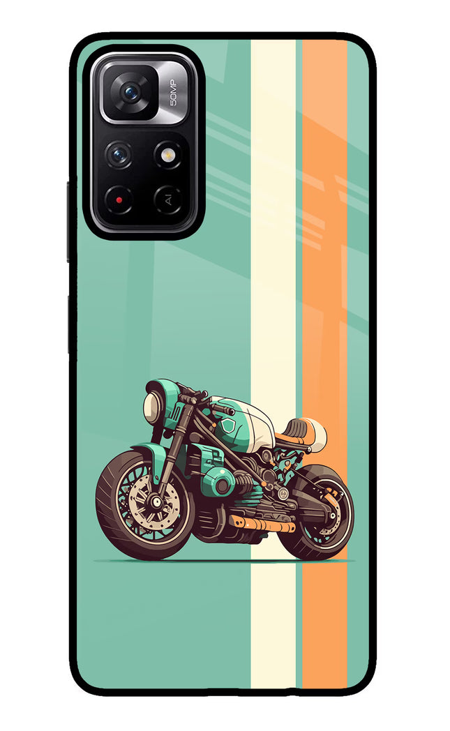 Striped Moto Drift Poco M4 Pro 5G Glass Case