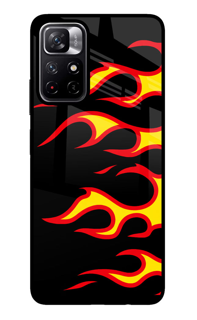 Side Sweep Flames Poco M4 Pro 5G Glass Case