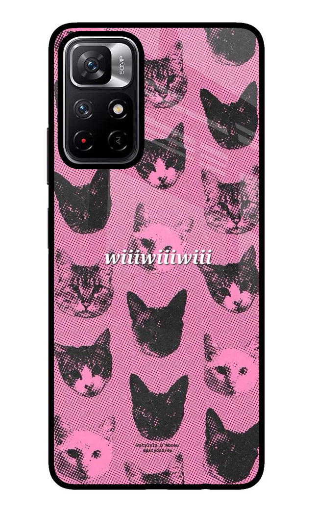 Pink Cats Poco M4 Pro 5G Glass Case
