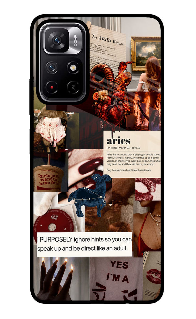 Zodiac Aries Poco M4 Pro 5G Glass Case