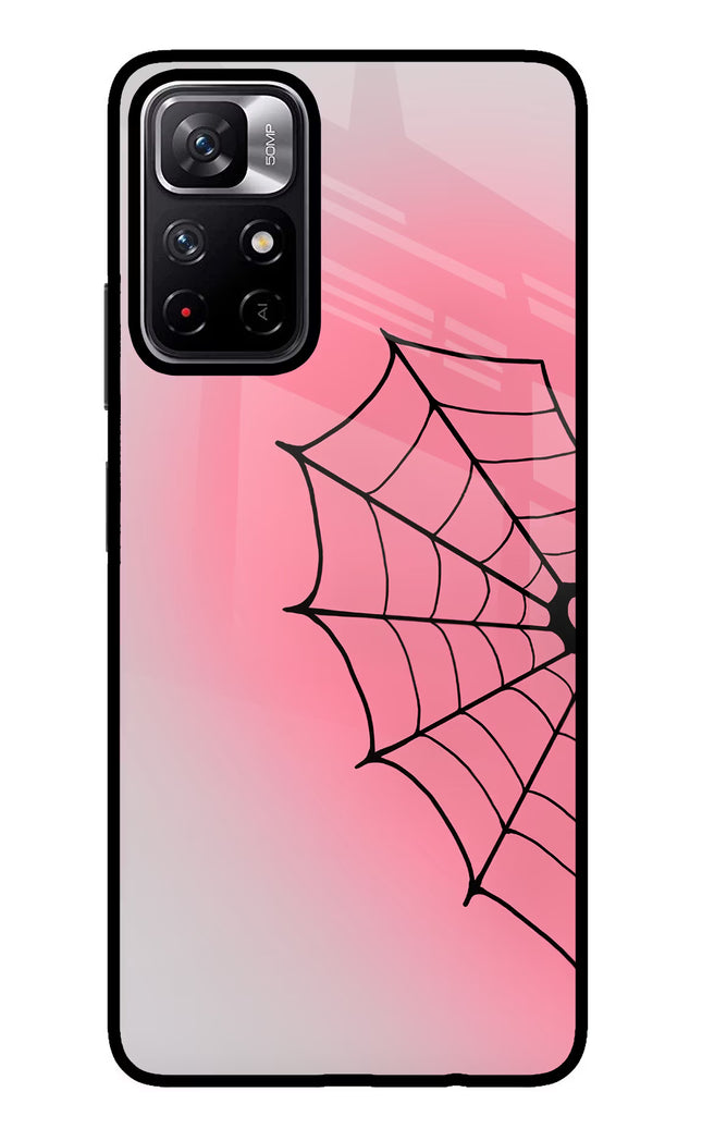 Pink Web Poco M4 Pro 5G Glass Case