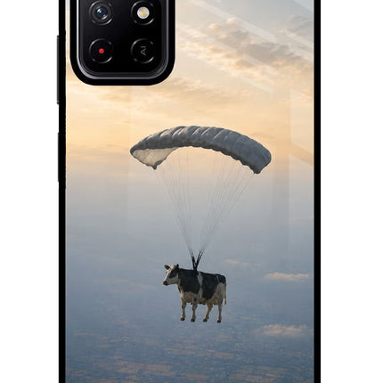 Skydiving Cow Poco M4 Pro 5G Glass Case