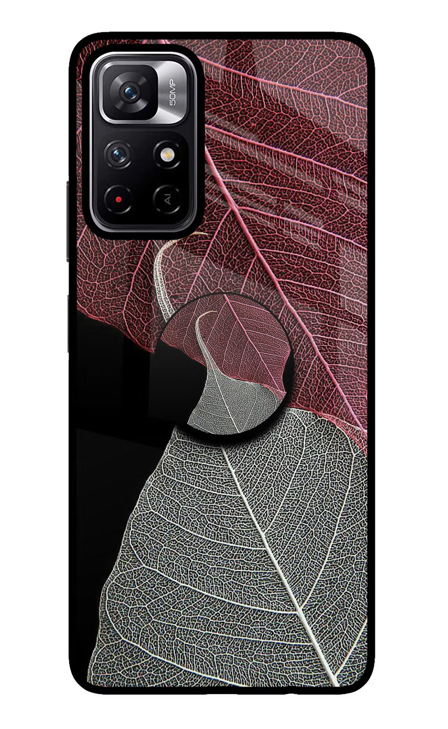 Leaf Pattern Poco M4 Pro 5G Pop Case, Glass case