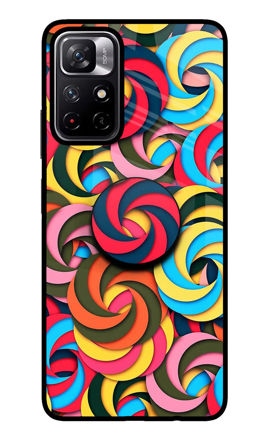 Spiral Pattern Poco M4 Pro 5G Pop Case, Glass case