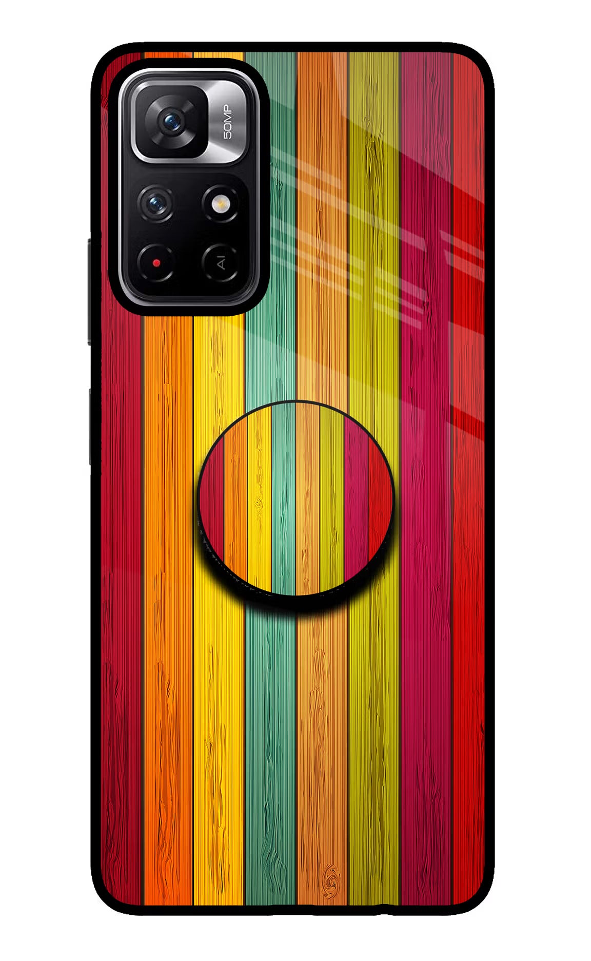 Multicolor Wooden Poco M4 Pro 5G Pop Case by Casekaro