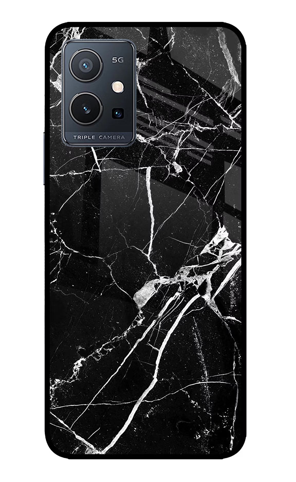 Black Marble Pattern IQOO Z6 5G (not 44W) Glass Case