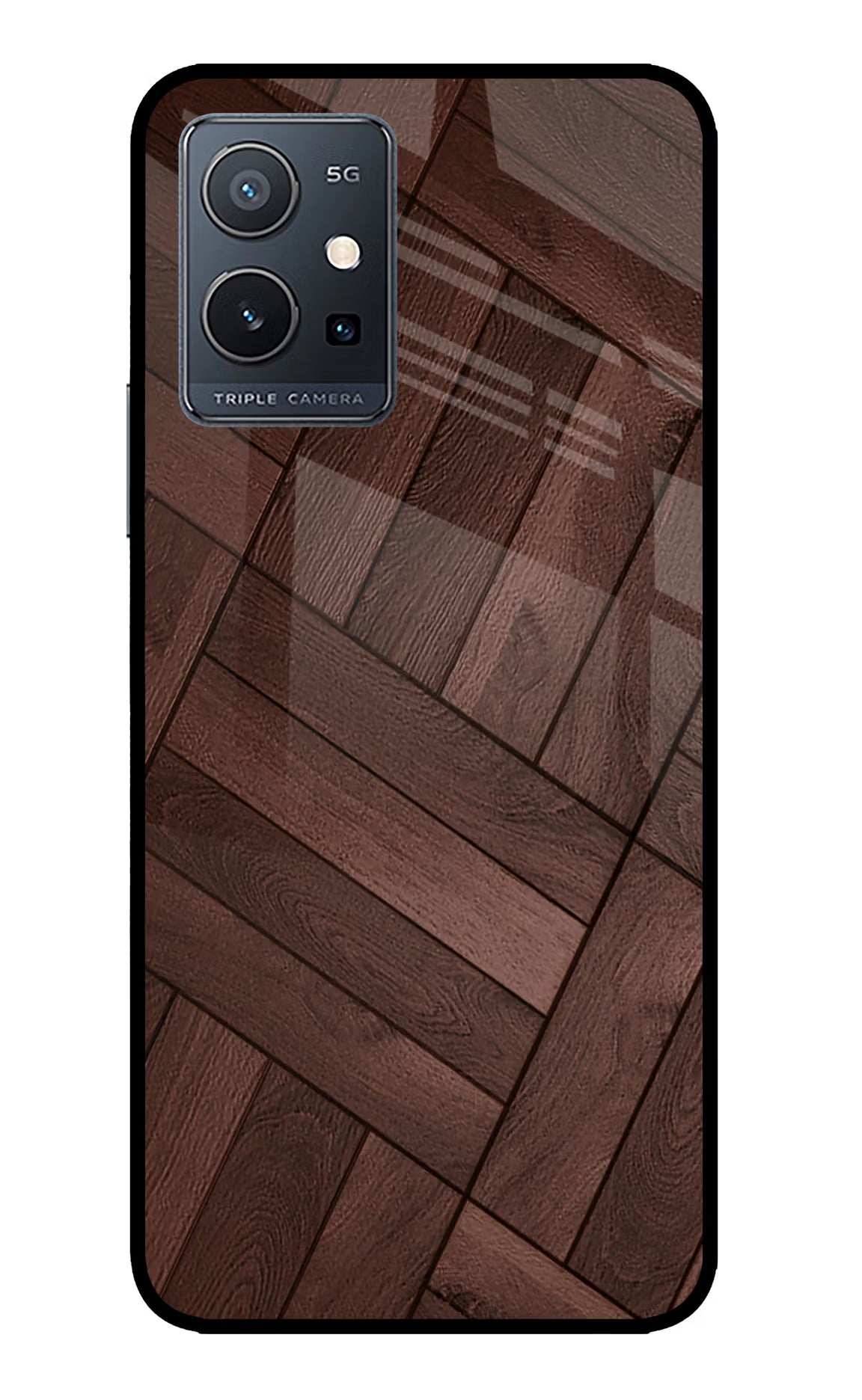 Wooden Texture Design IQOO Z6 5G (not 44W) Glass Case Back Cover by Casekaro