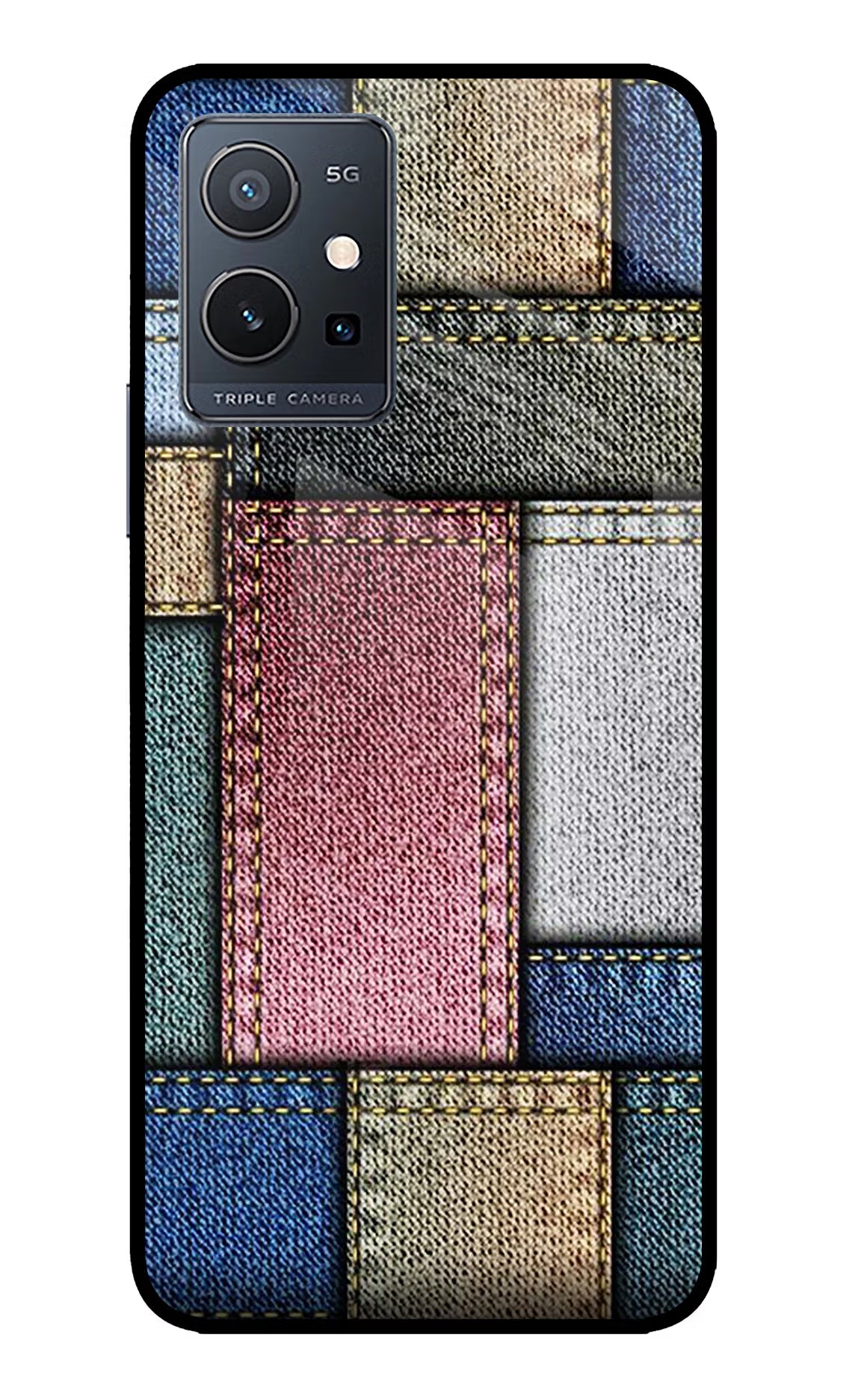 Multicolor Jeans IQOO Z6 5G (not 44W) Glass Case