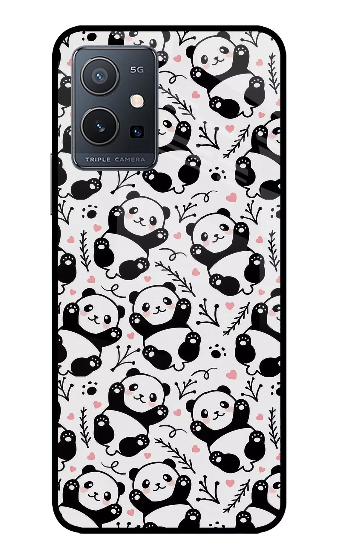 Cute Panda IQOO Z6 5G (not 44W) Glass Case Back Cover by Casekaro
