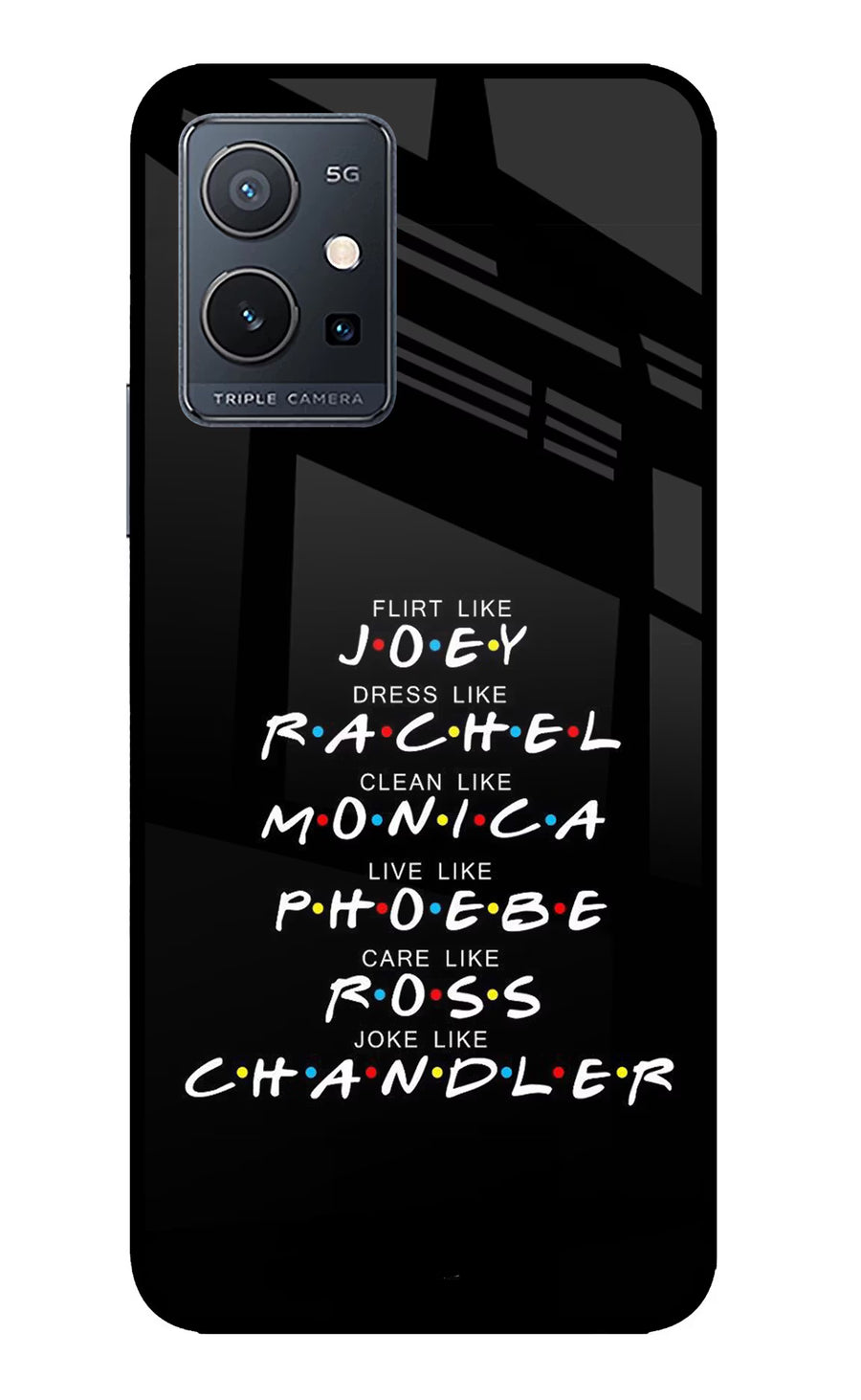FRIENDS Character IQOO Z6 5G (not 44W) Back Cover, Glass case