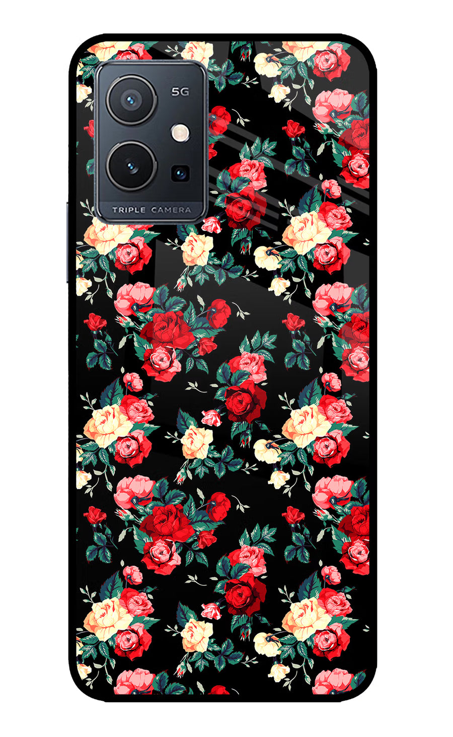 Rose Pattern IQOO Z6 5G (not 44W) Back Cover, Glass case