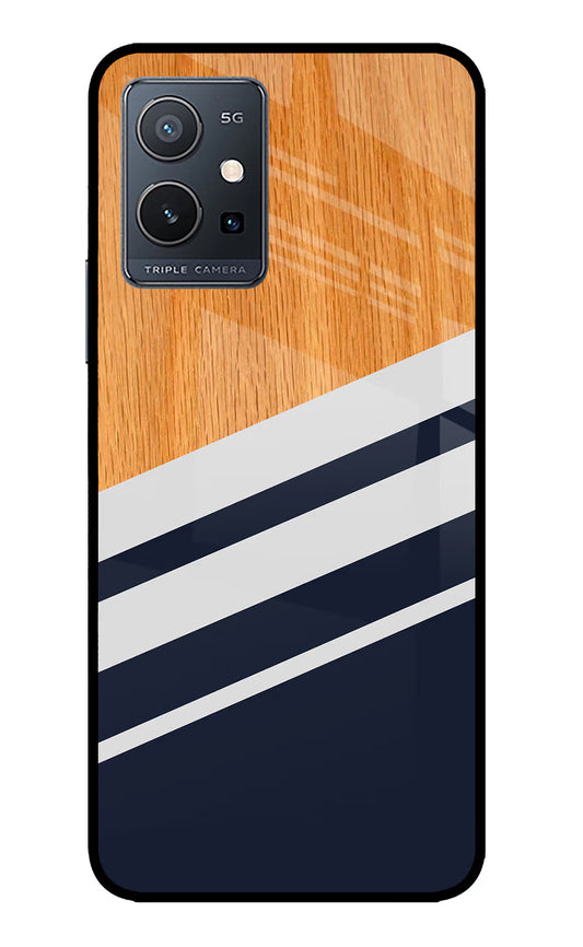 Blue and white wooden IQOO Z6 5G (not 44W) Glass Case