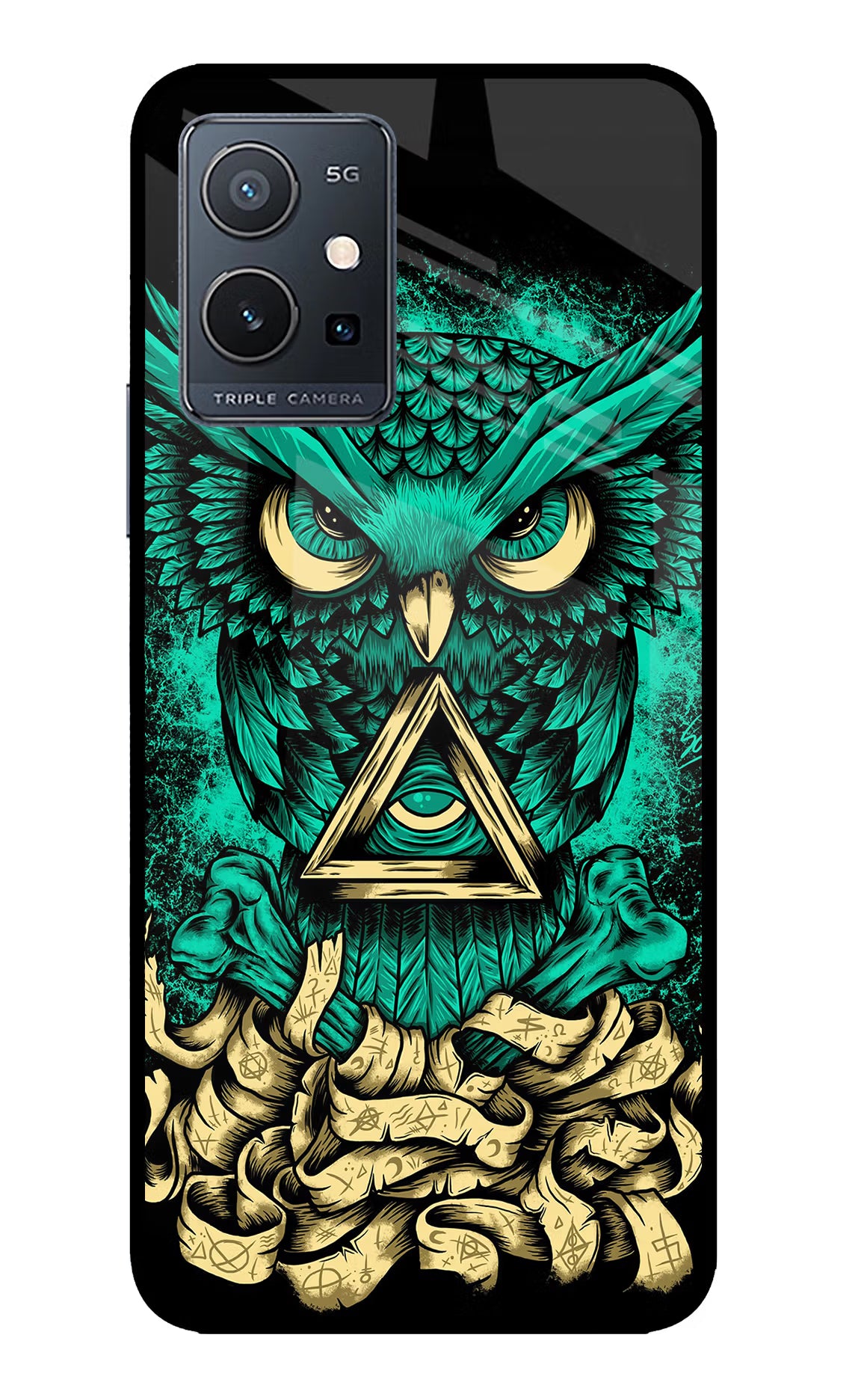 Green Owl IQOO Z6 5G (not 44W) Glass Case Back Cover by Casekaro
