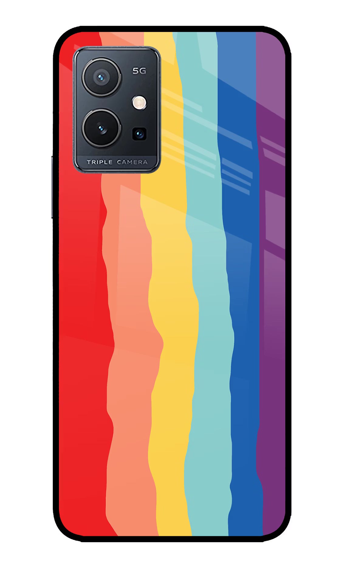 Rainbow IQOO Z6 5G (not 44W) Glass Case Back Cover by Casekaro