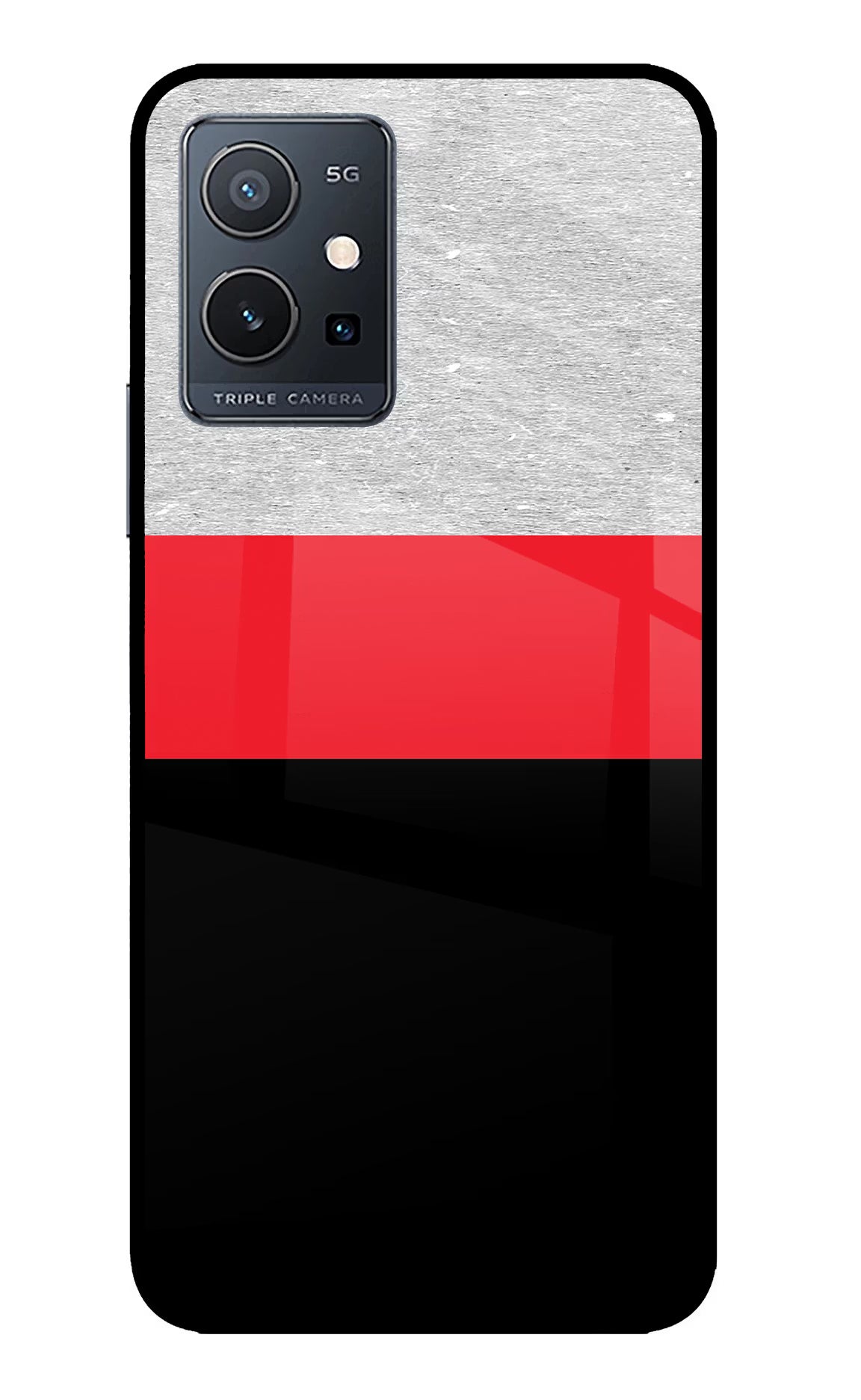 Tri Color Pattern IQOO Z6 5G (not 44W) Glass Case Back Cover by Casekaro