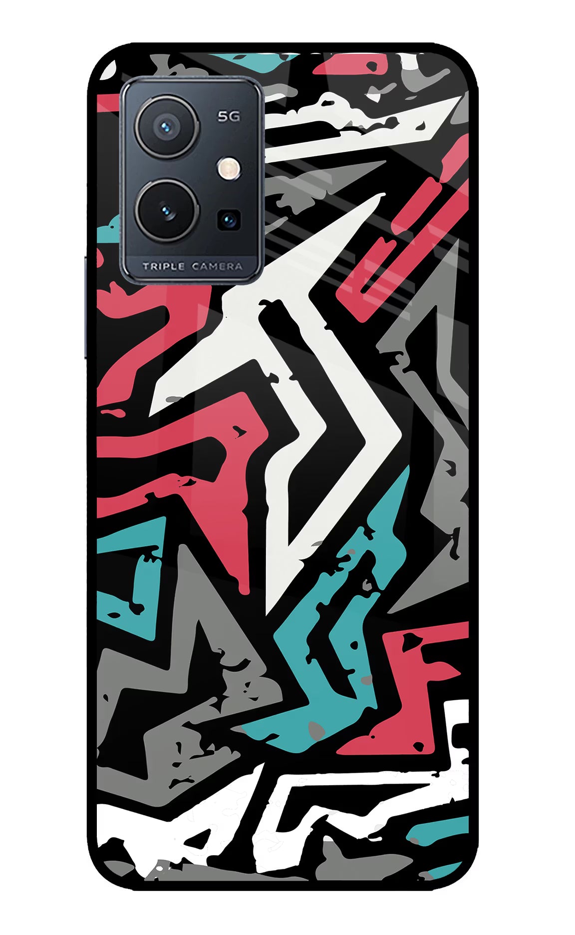 Geometric Graffiti IQOO Z6 5G (not 44W) Glass Case Back Cover by Casekaro