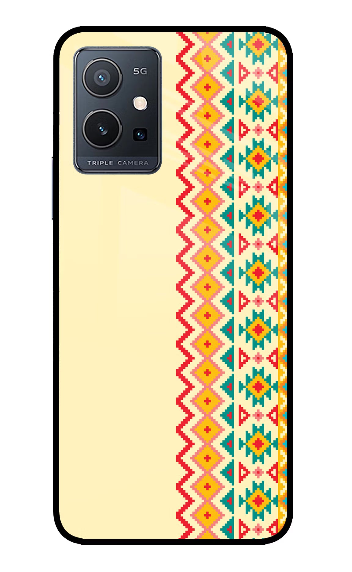 Ethnic Seamless IQOO Z6 5G (not 44W) Glass Case Back Cover by Casekaro