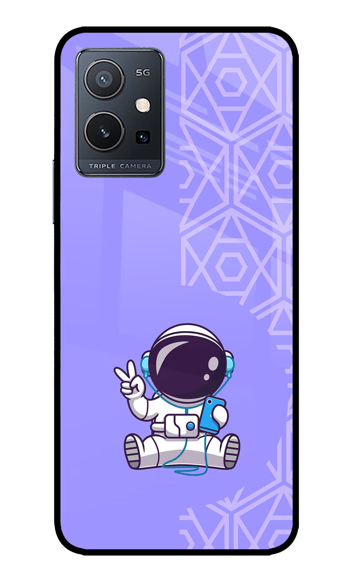 Cute Astronaut Chilling IQOO Z6 5G (not 44W) Glass Case Back Cover by Casekaro