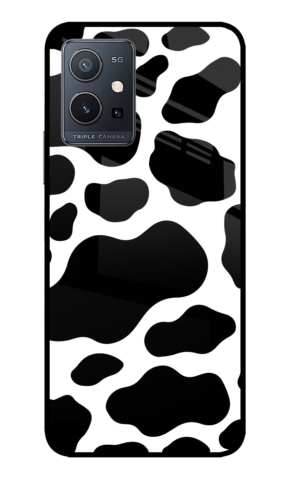 Cow Spots IQOO Z6 5G (not 44W) Glass Case Back Cover by Casekaro