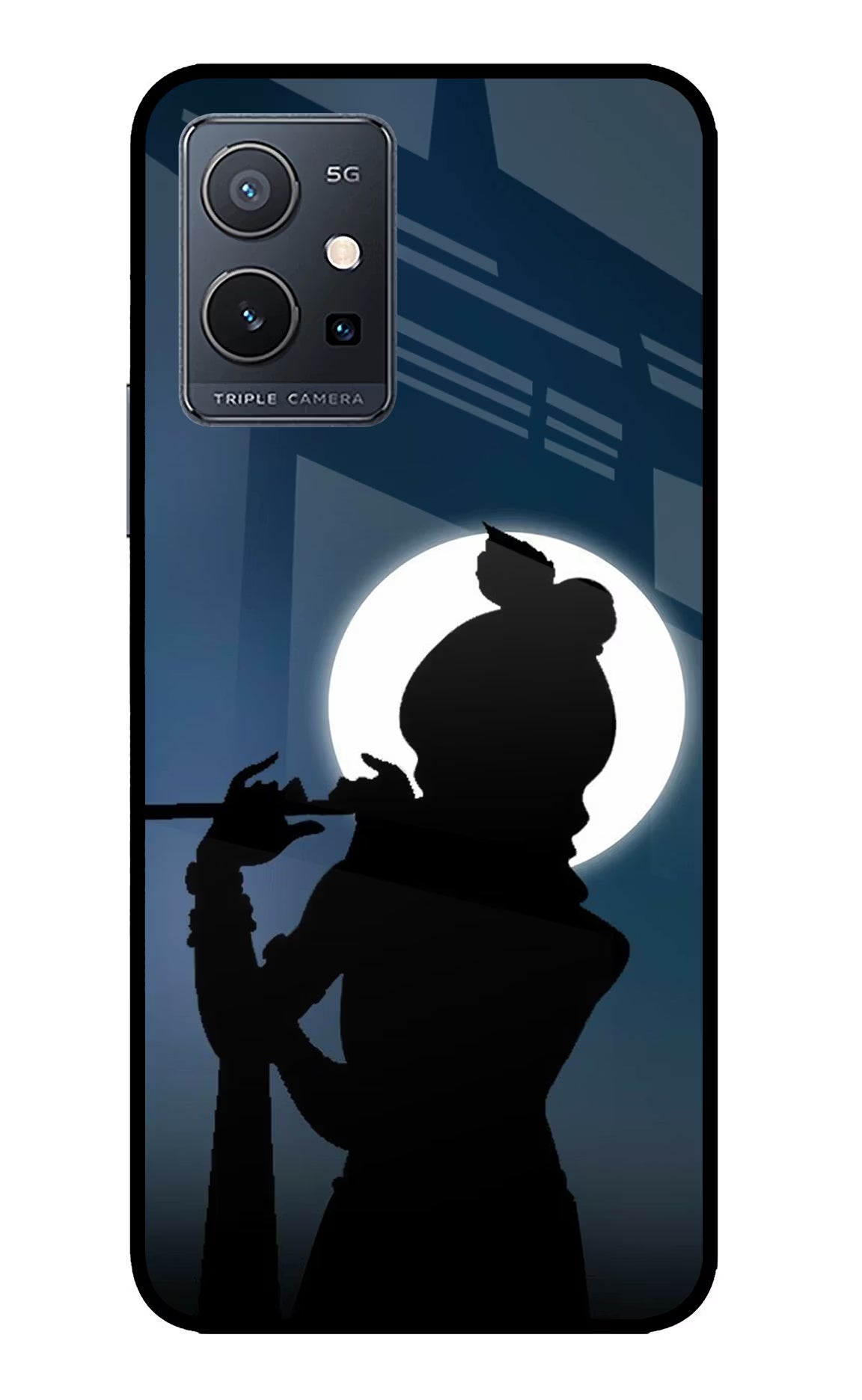 Shri Krishna Silhouette IQOO Z6 5G (not 44W) Glass Case Back Cover by Casekaro