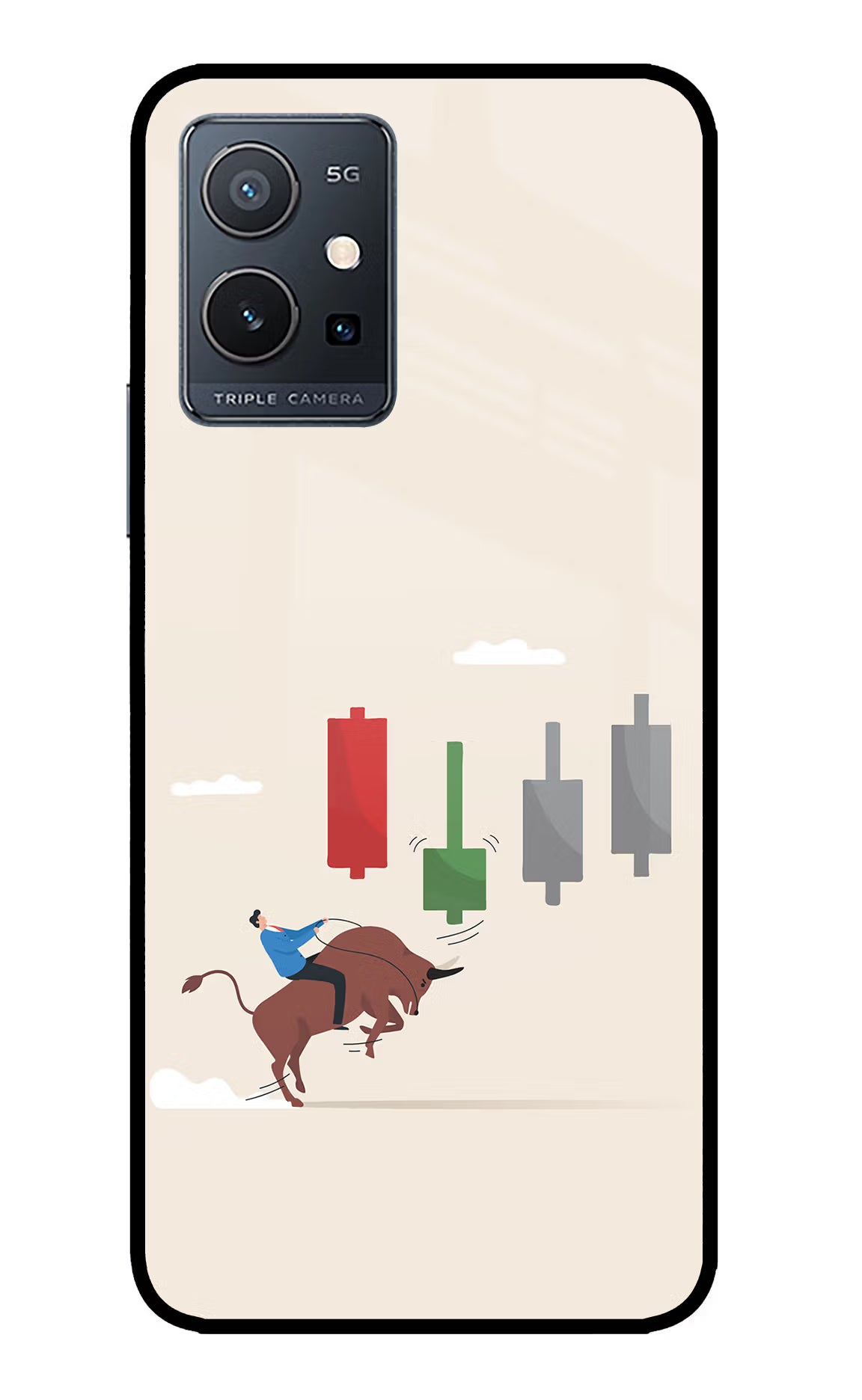 Bull Trading Momentum IQOO Z6 5G (not 44W) Glass Case Back Cover by Casekaro